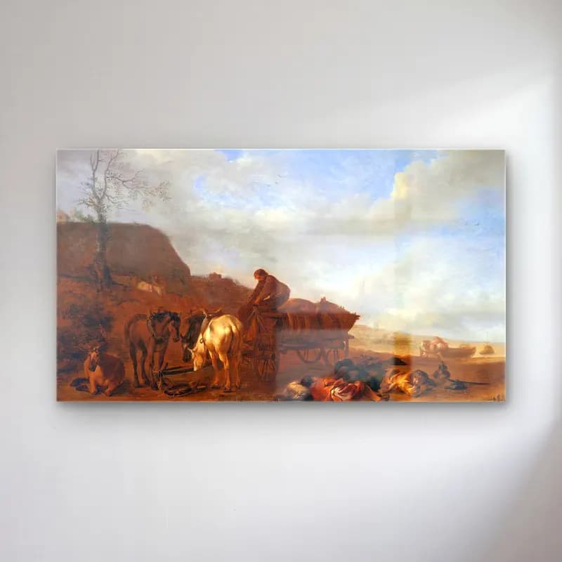 Philips Wouwerman – Coastal Landscape with the Dropping of Goods cam tablo — Philips Wouwerman – Coastal Landscape with the Dropping of Goods — yağlı boya atlı