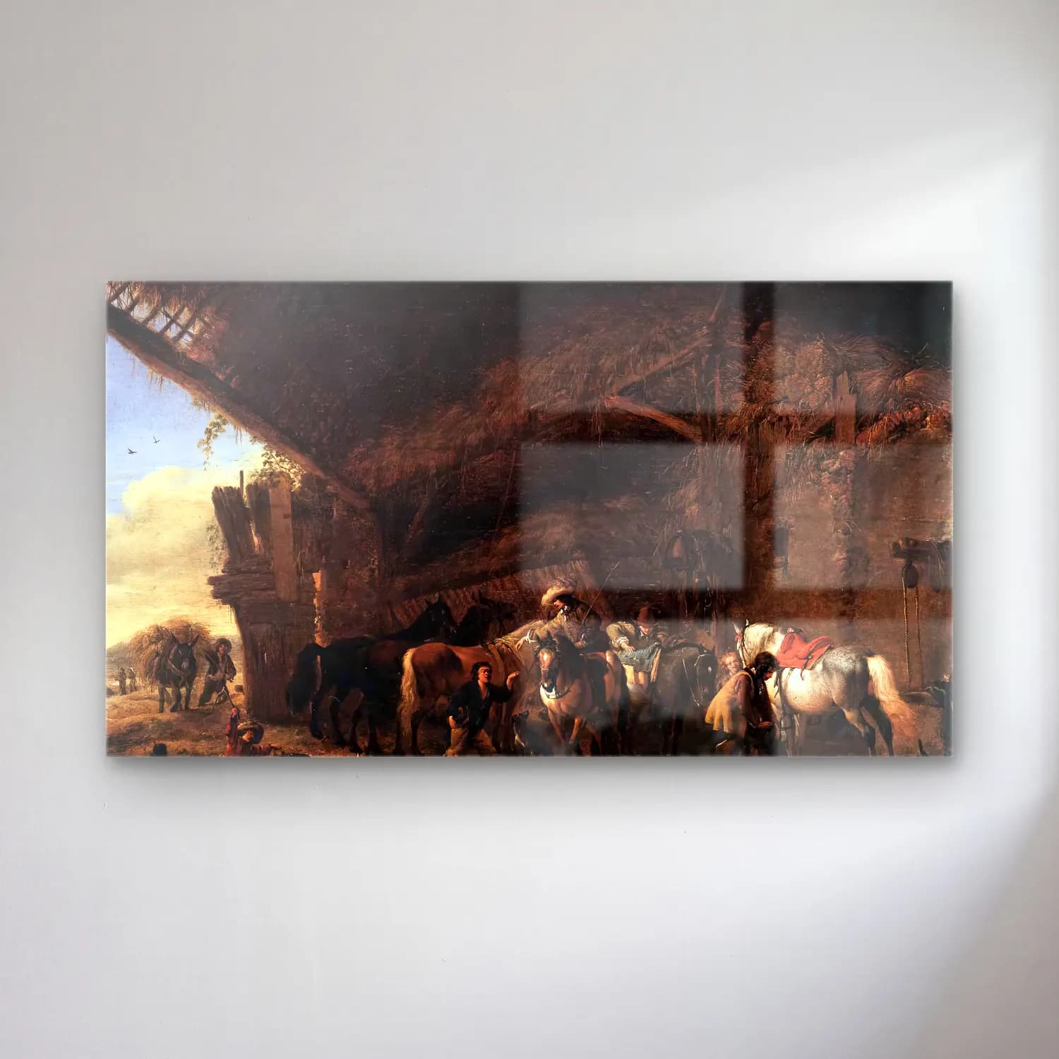 Philips Wouwerman – Coming out of an Inn cam tablo — Philips Wouwerman – Coming out of an Inn — yağlı boya savaş sahnesi