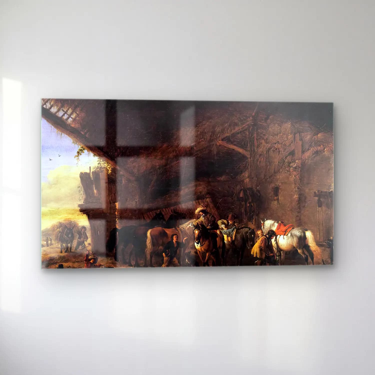 Philips Wouwerman – Coming out of an Inn cam tablo — sol açıdan görünüm