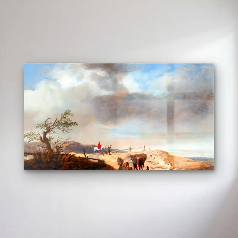 Philips Wouwerman – Dune Landscape with Figures cam tablo — Philips Wouwerman – Dune Landscape with Figures — yağlı boya dini sahne