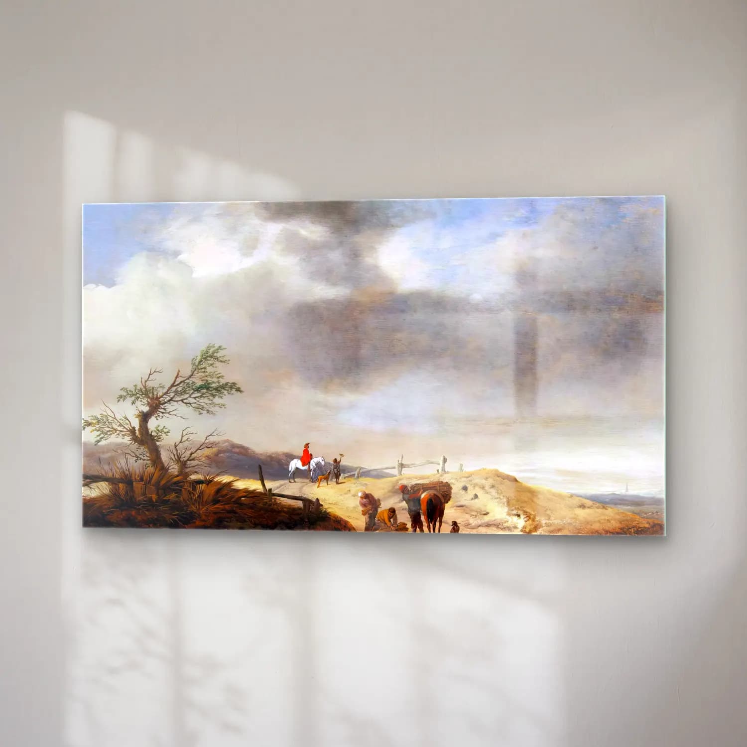 Philips Wouwerman – Dune Landscape with Figures cam tablo — sağ açıdan görünüm