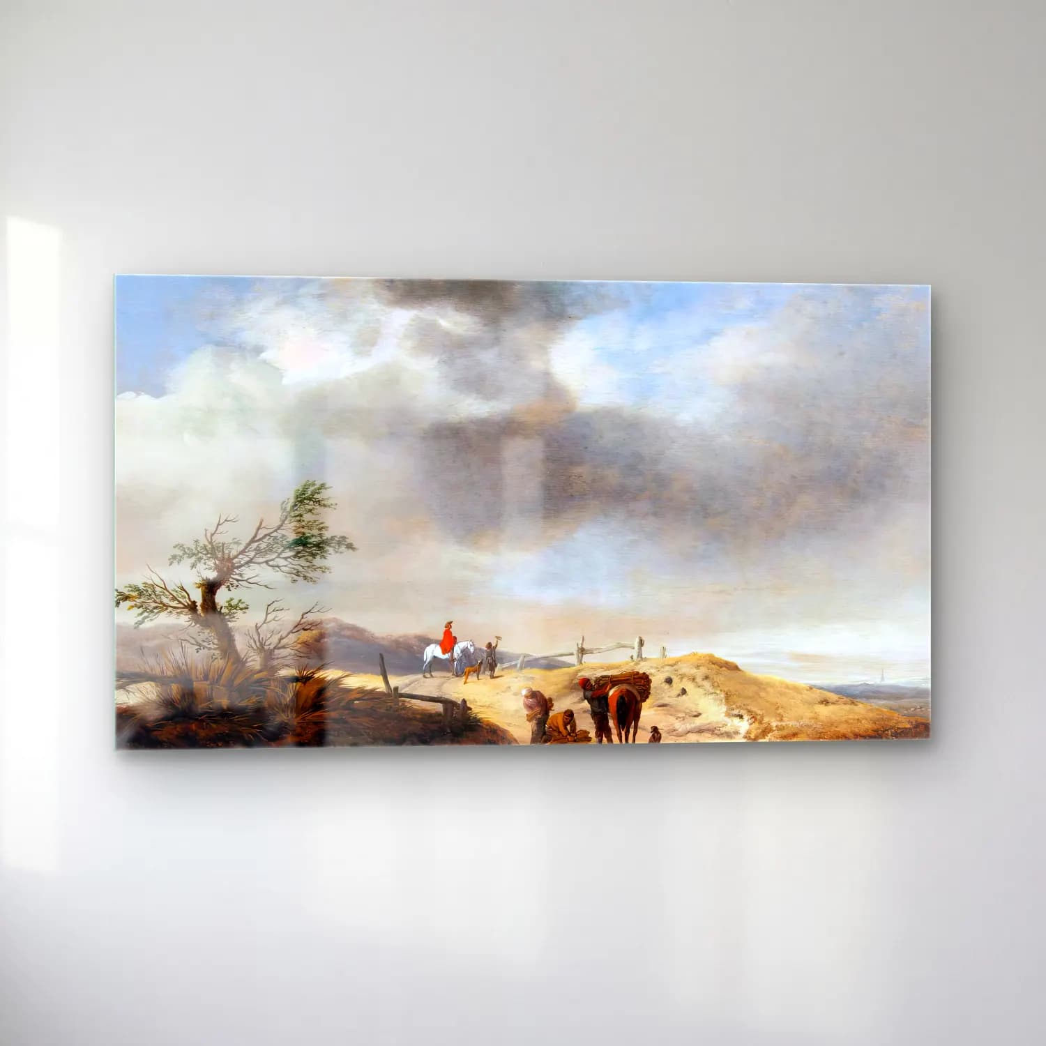 Philips Wouwerman – Dune Landscape with Figures cam tablo — sol açıdan görünüm
