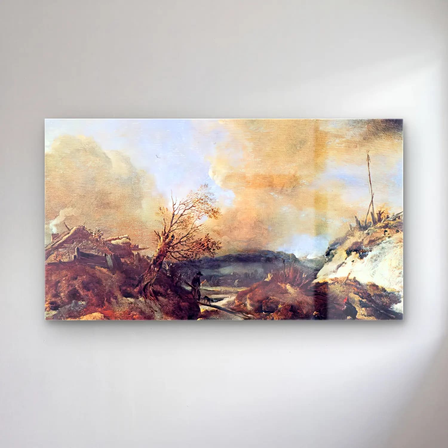 Philips Wouwerman – Dune Landscape cam tablo — Philips Wouwerman – Dune Landscape — yağlı boya karlı kış manzarası