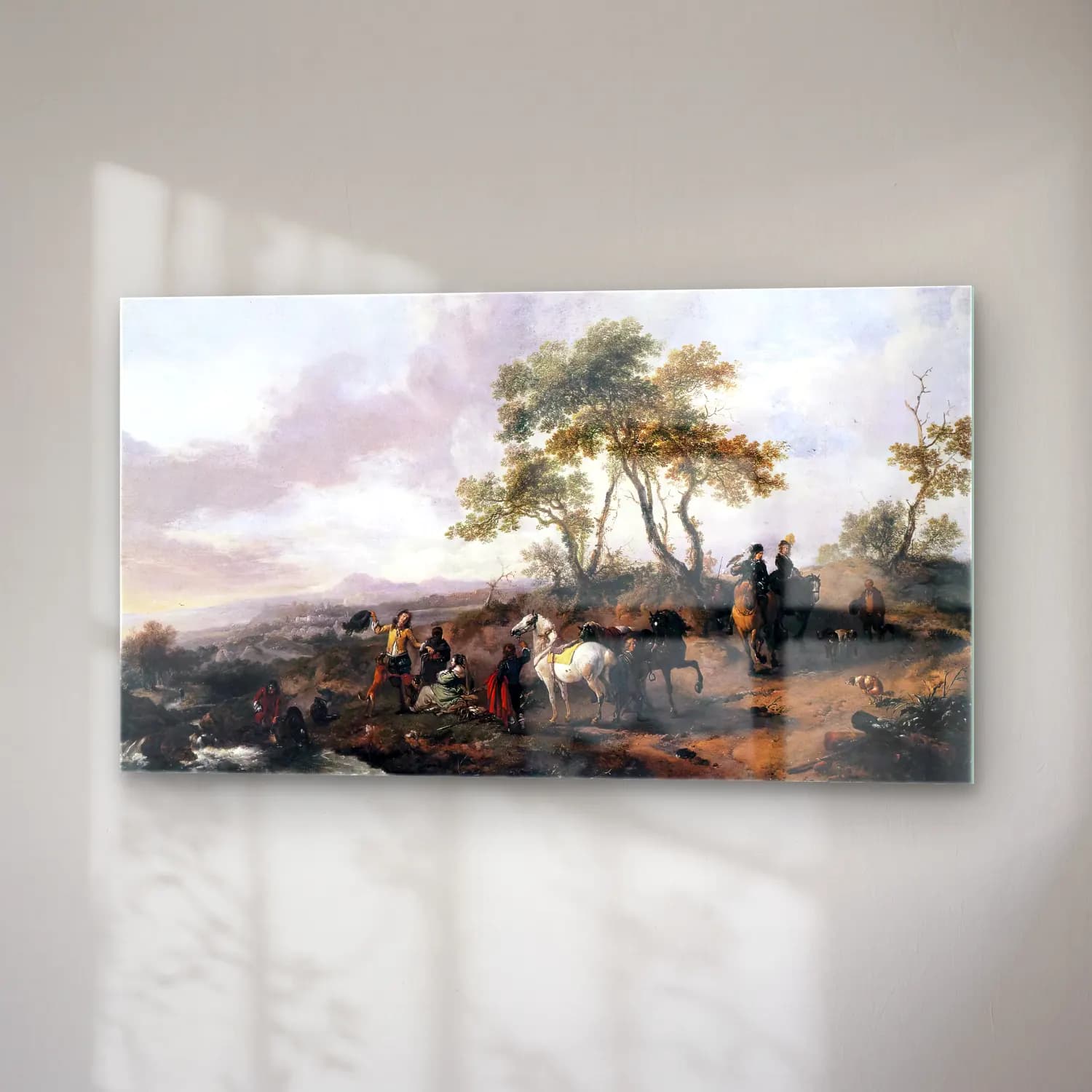 Philips Wouwerman – Halt of a Hunting Party cam tablo — sağ açıdan görünüm