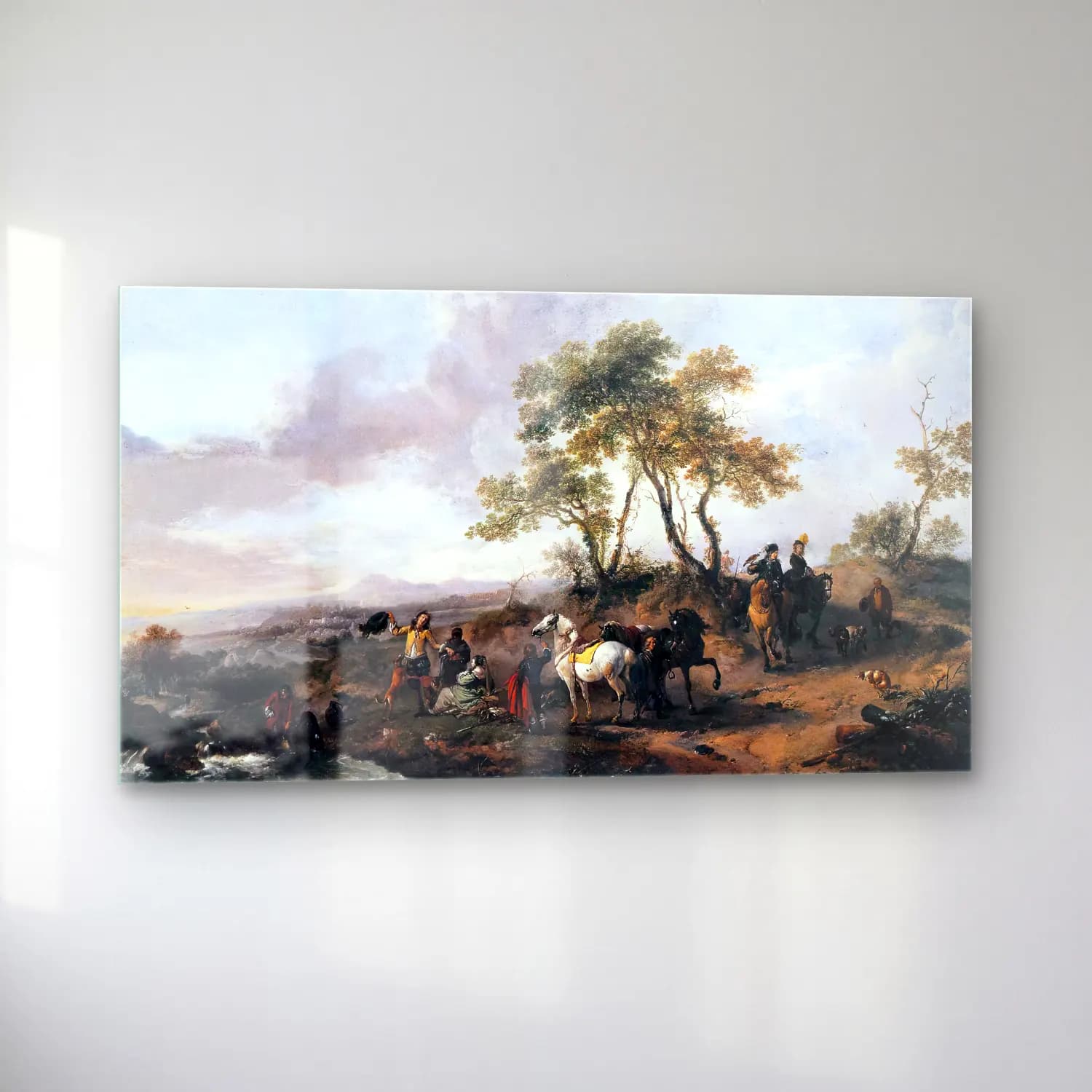 Philips Wouwerman – Halt of a Hunting Party cam tablo — sol açıdan görünüm