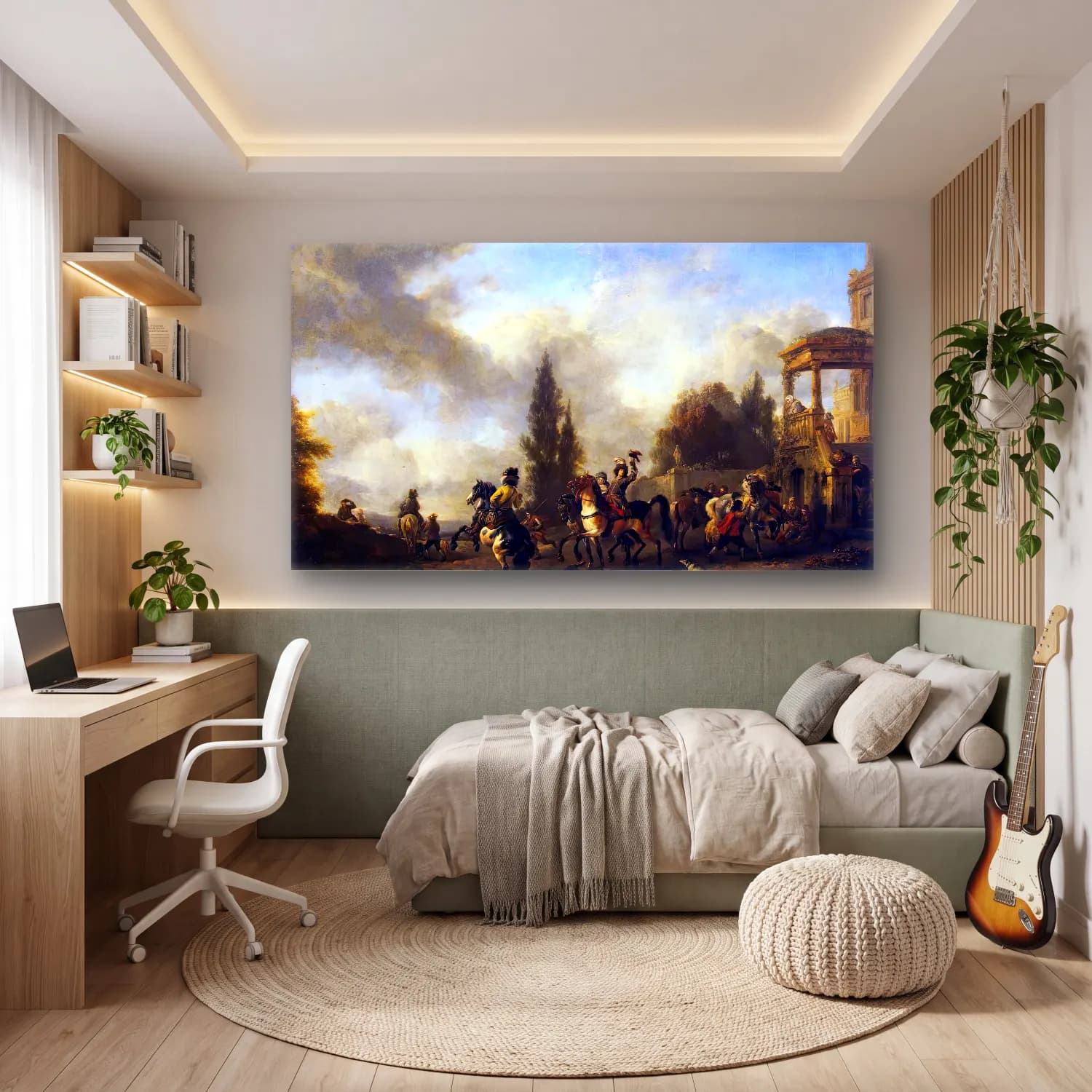 Philips Wouwerman – Huntsmen Setting Out cam tablo — genç odasında