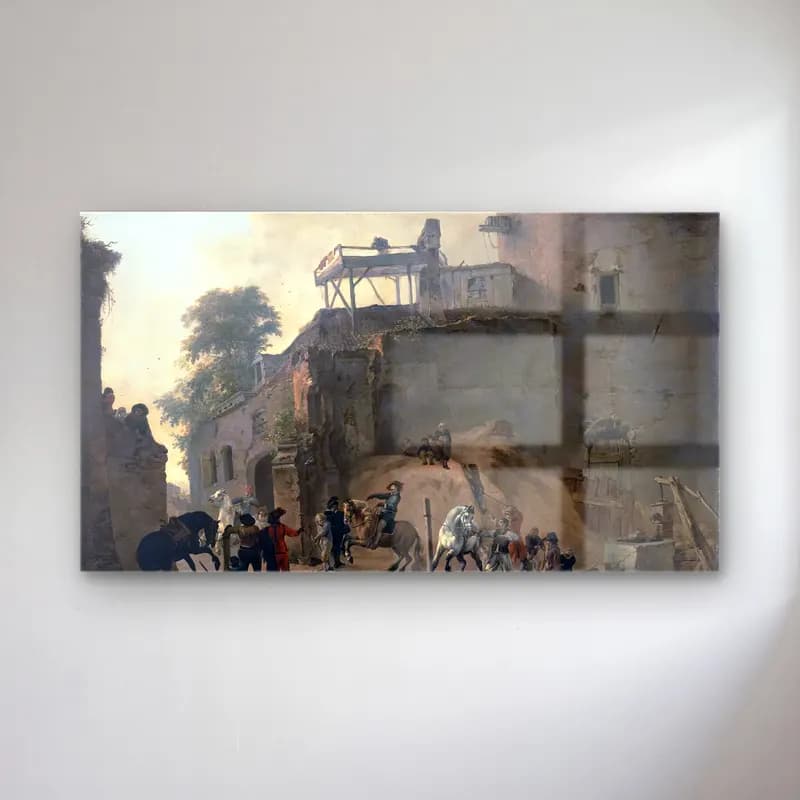 Philips Wouwerman – Manege Riding in the Open Air cam tablo — Philips Wouwerman – Manege Riding in the Open Air — yağlı boya savaş sahnesi
