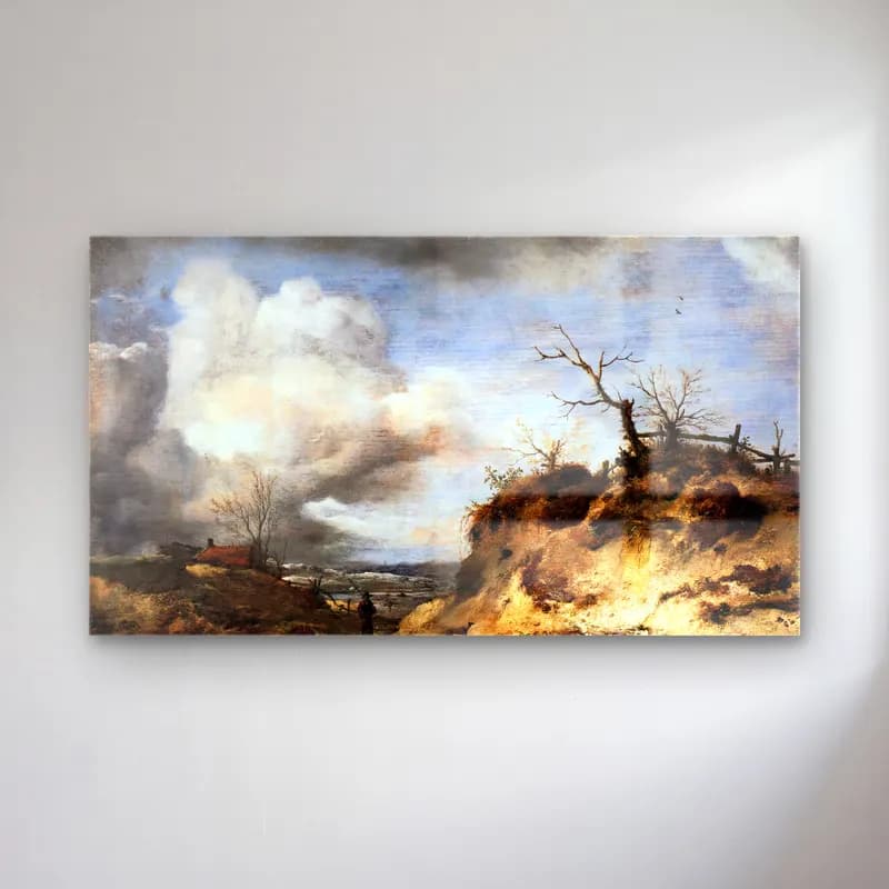 Philips Wouwerman – Path through the Dunes cam tablo — Philips Wouwerman – Path through the Dunes — yağlı boya karlı kış manzarası