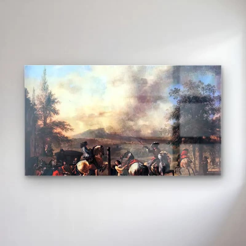 Philips Wouwerman – Riding School cam tablo — Philips Wouwerman – Riding School — yağlı boya savaş sahnesi