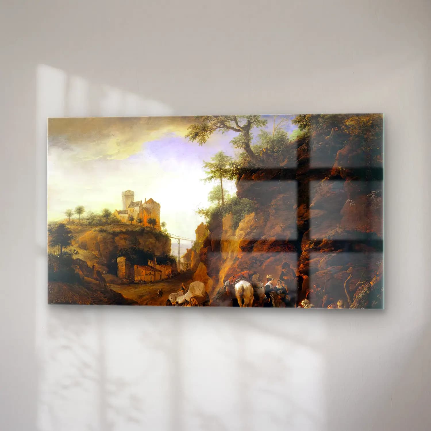 Philips Wouwerman – Rocky Landscape with Resting Travellers cam tablo — sağ açıdan görünüm