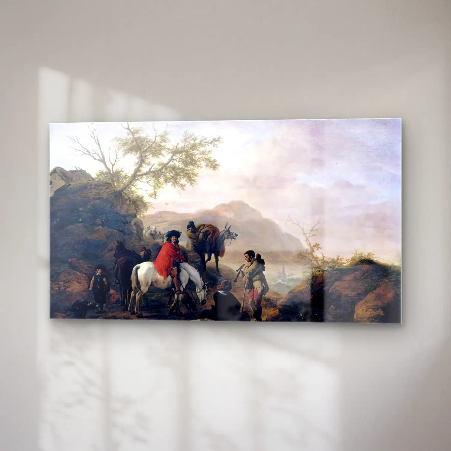 Philips Wouwerman – Scene on a Rocky Road cam tablo — sağ açıdan görünüm