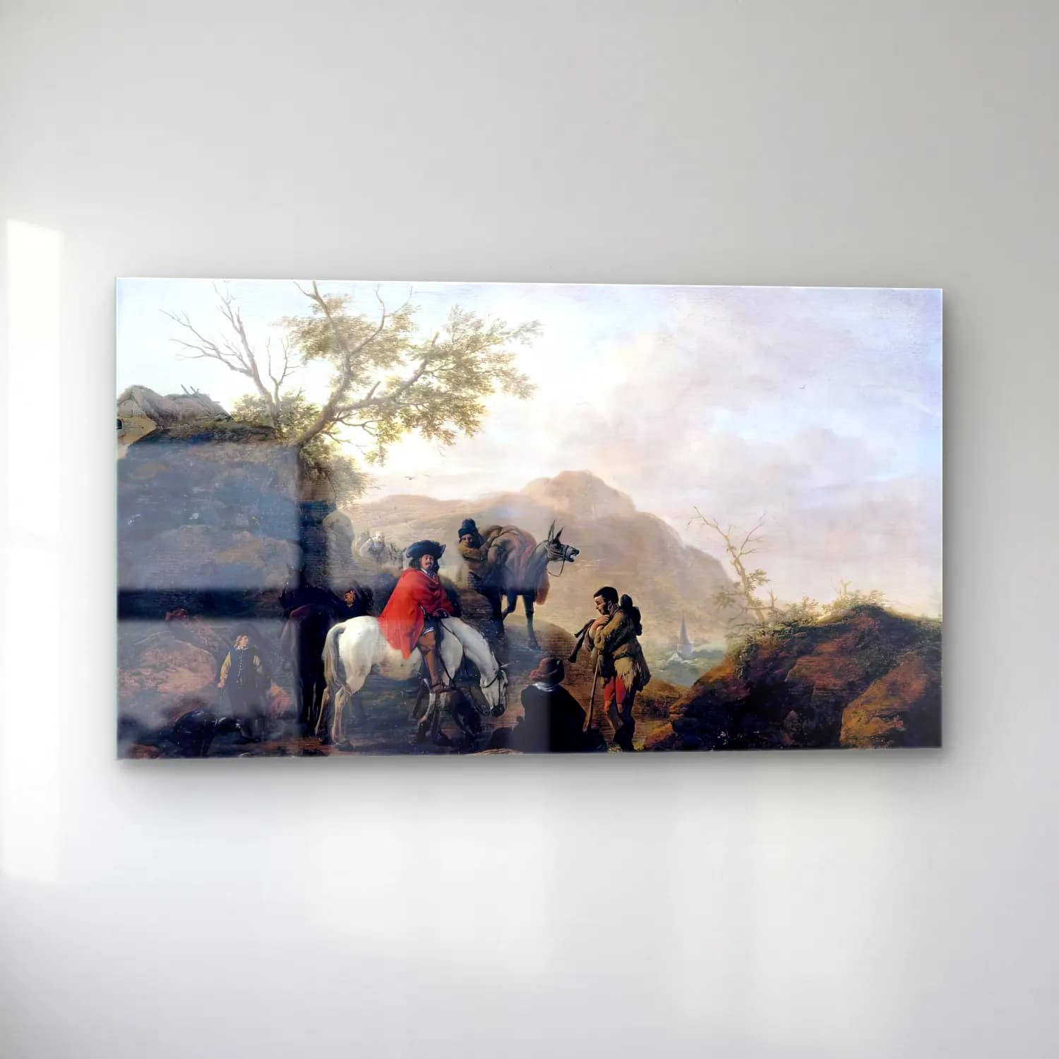 Philips Wouwerman – Scene on a Rocky Road cam tablo — sol açıdan görünüm