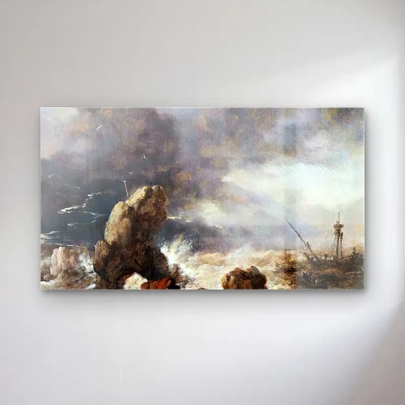 Philips Wouwerman – Ships Foundering in Stormy Seas cam tablo — Philips Wouwerman – Ships Foundering in Stormy Seas — yağlı boya fırtınalı denizde gemi