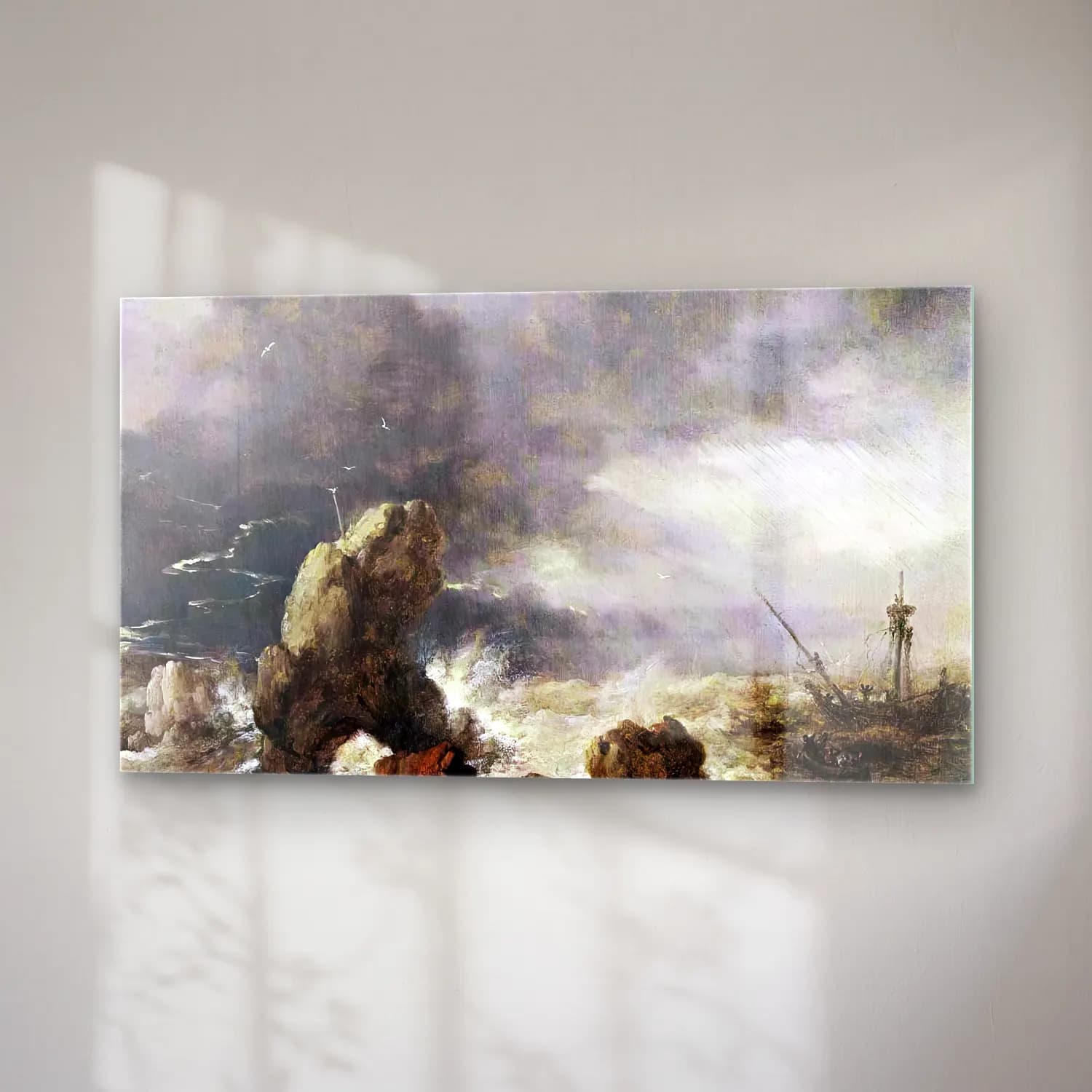 Philips Wouwerman – Ships Foundering in Stormy Seas cam tablo — sağ açıdan görünüm