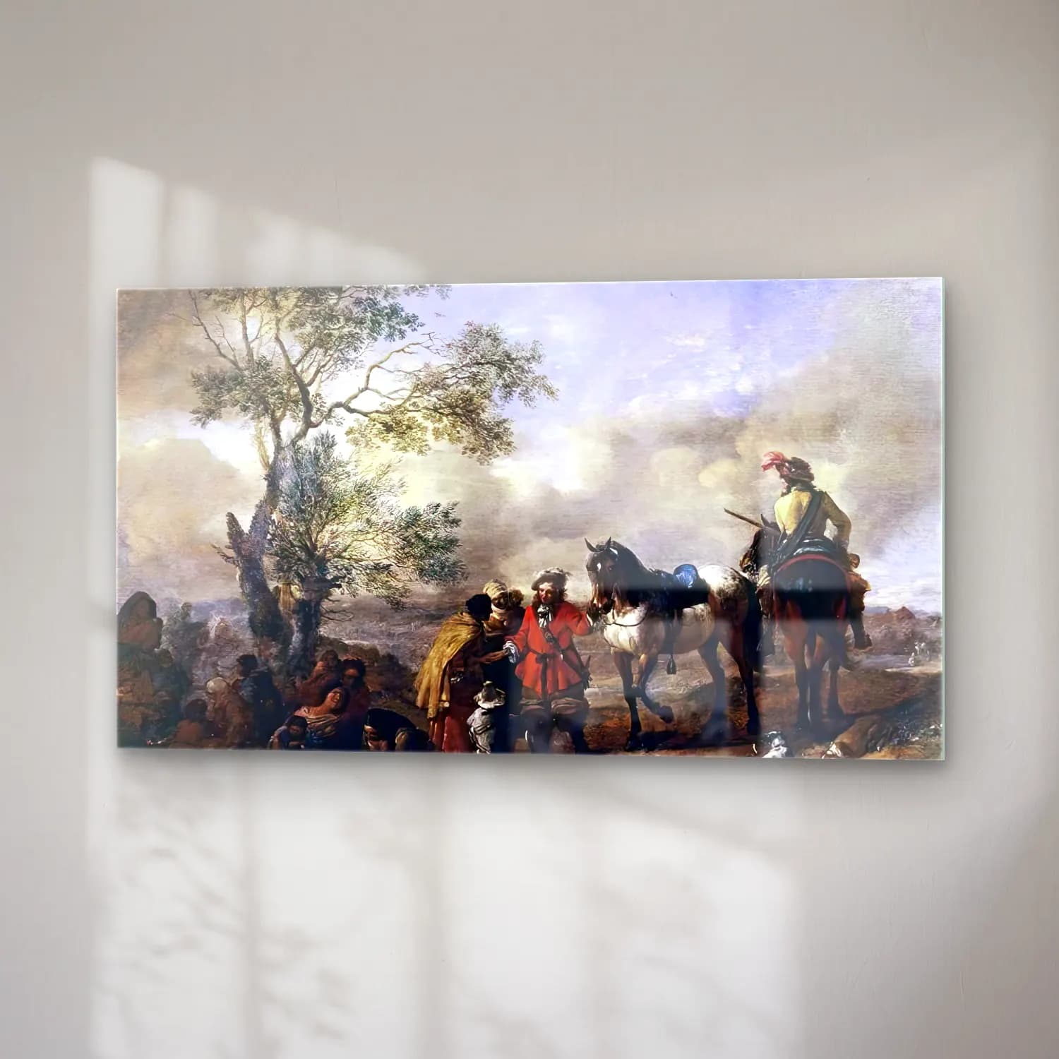 Philips Wouwerman – The Halt at a Gypsy Camp cam tablo — sağ açıdan görünüm