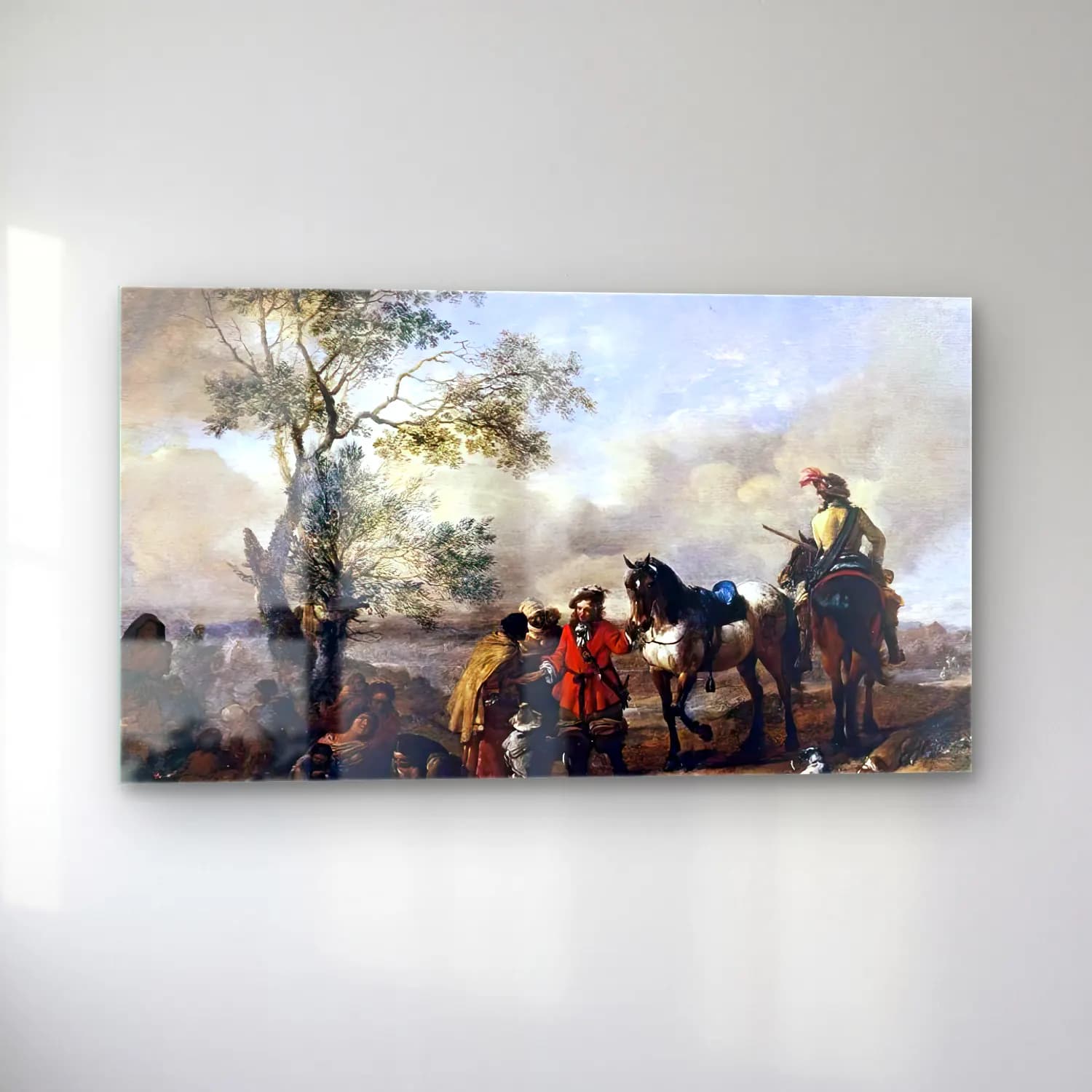 Philips Wouwerman – The Halt at a Gypsy Camp cam tablo — sol açıdan görünüm
