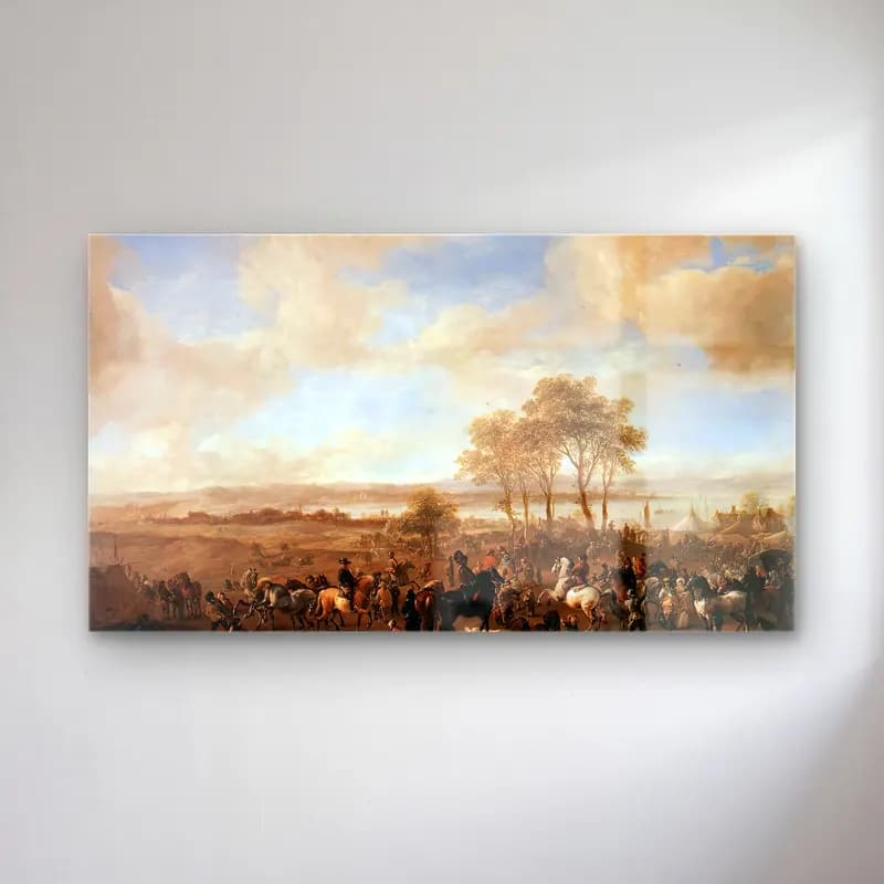 Philips Wouwerman – The Horse Fair cam tablo — Philips Wouwerman – The Horse Fair — yağlı boya savaş sahnesi