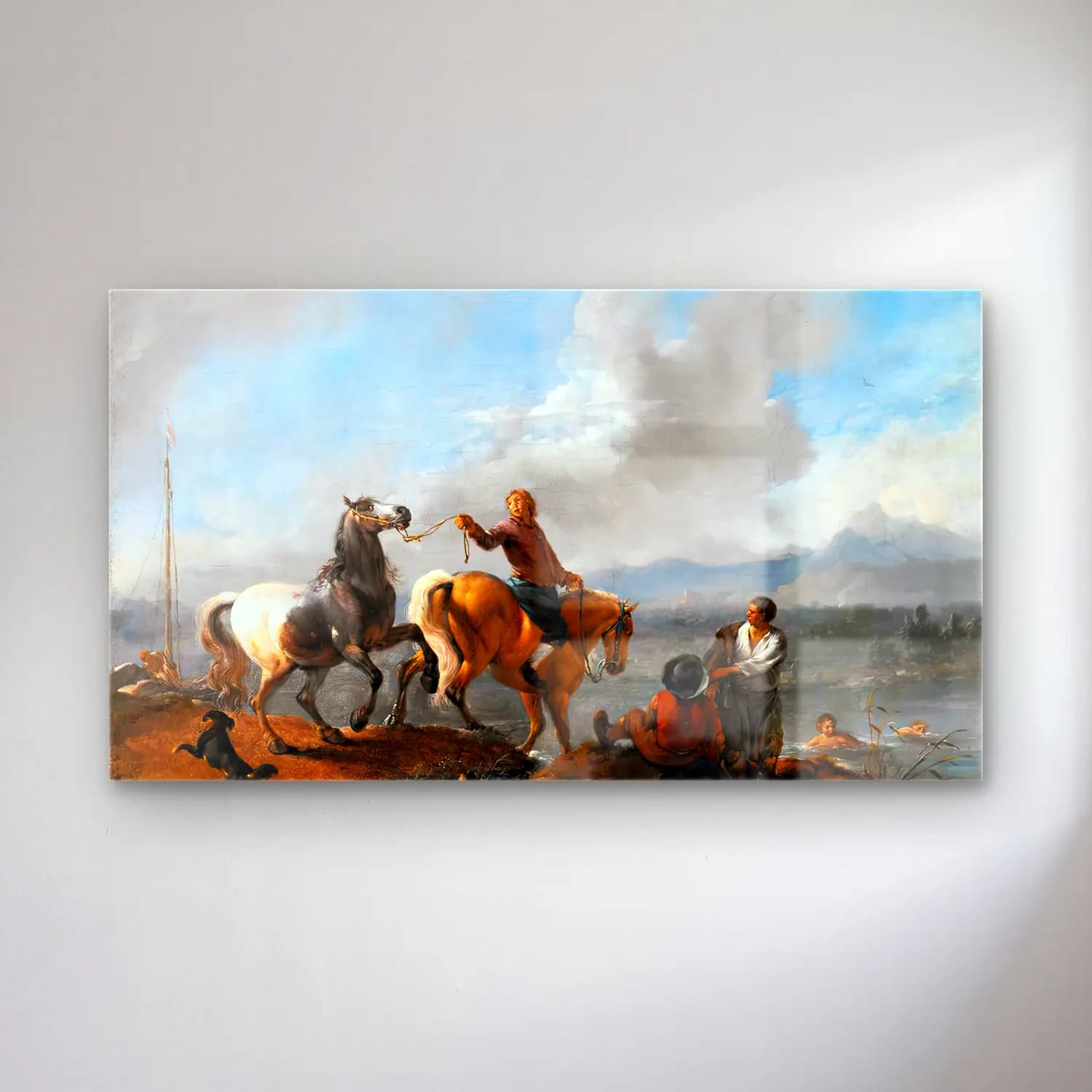 Philips Wouwerman – The Watering Place cam tablo — Philips Wouwerman – The Watering Place — yağlı boya atlı