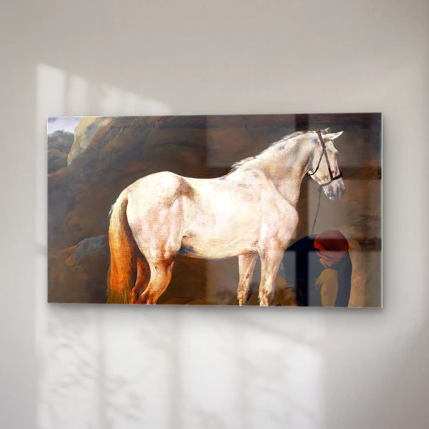 Philips Wouwerman – White Horse in a Landscape with a Groom cam tablo — sağ açıdan görünüm