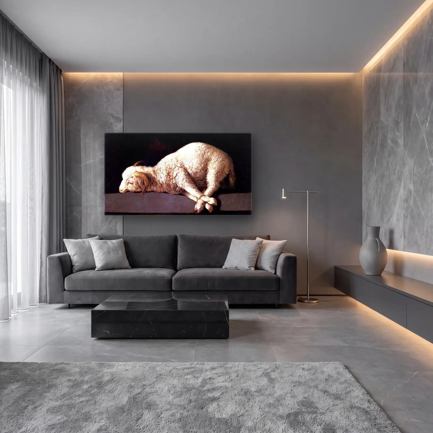 Francisco de Zurbarán – Agnus Dei cam tablo — lüks salon duvarında