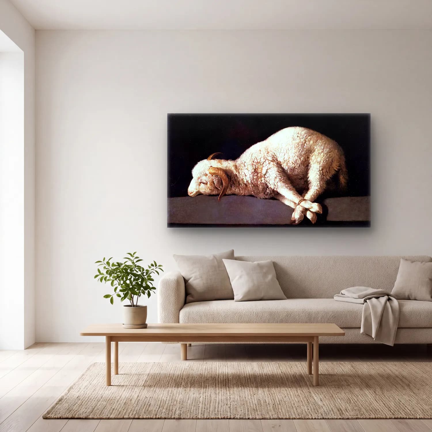 Francisco de Zurbarán – Agnus Dei cam tablo — açık renk salonda