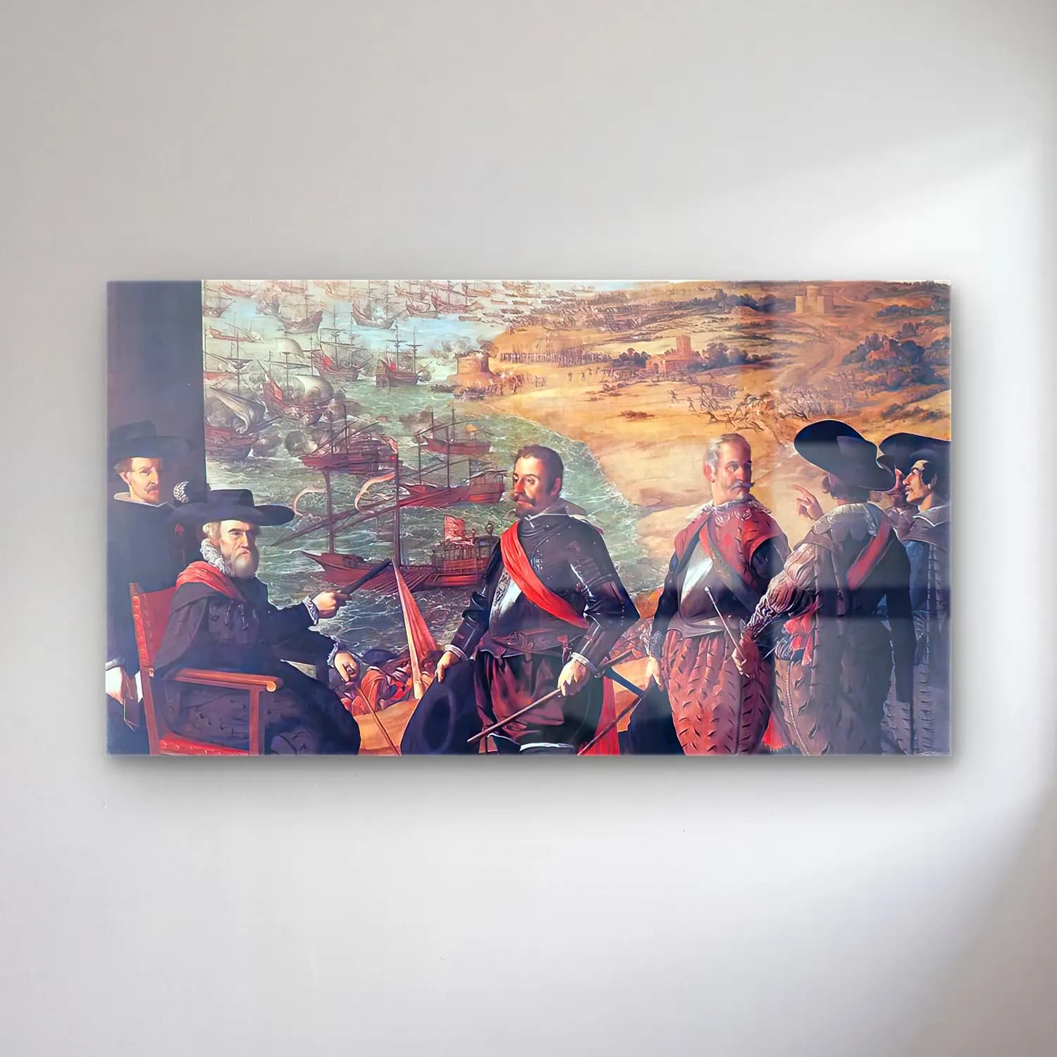 Francisco de Zurbarán – Defence of Cadiz against the English cam tablo — Francisco de Zurbarán – Defence of Cadiz against the English — vintage savaş sahnesi