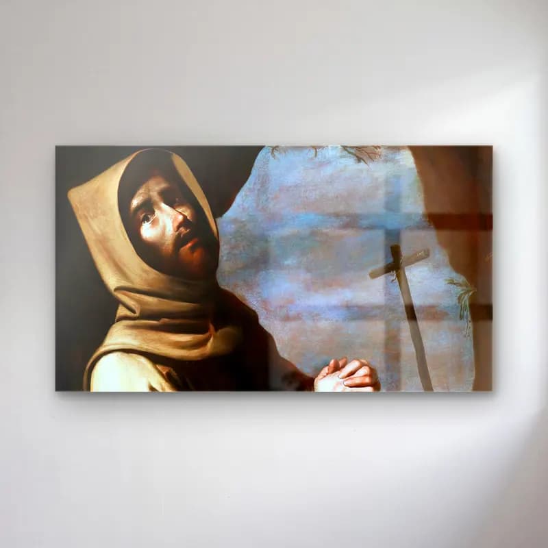 Francisco de Zurbarán – St Francis at Prayer (detail) cam tablo — Francisco de Zurbarán – St Francis at Prayer (detail) — yağlı boya dini sahne