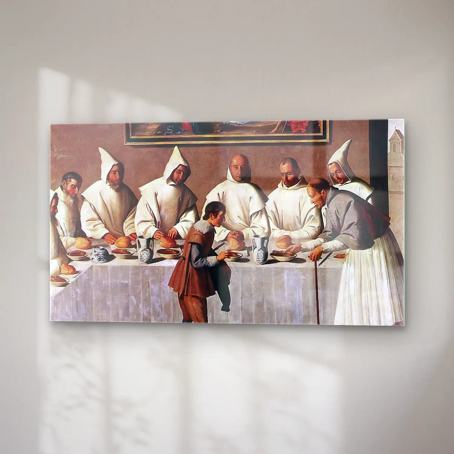 Francisco de Zurbarán – St Hugo of Grenoble in the Carthusian Refectory cam tablo — sağ açıdan görünüm