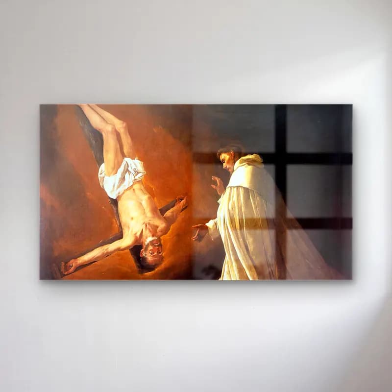Francisco de Zurbarán – The Apparition of Apostle St Peter to St Peter of Nolasco cam tablo — Francisco de Zurbarán – The Apparition of Apostle St Peter to St Peter of Nolasco — yağlı boya dini sahne