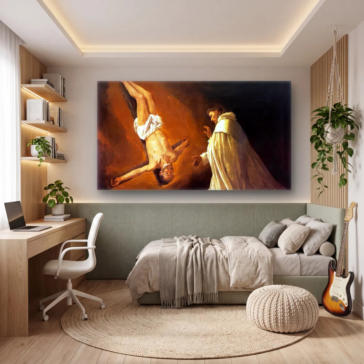 Francisco de Zurbarán – The Apparition of Apostle St Peter to St Peter of Nolasco cam tablo — genç odasında