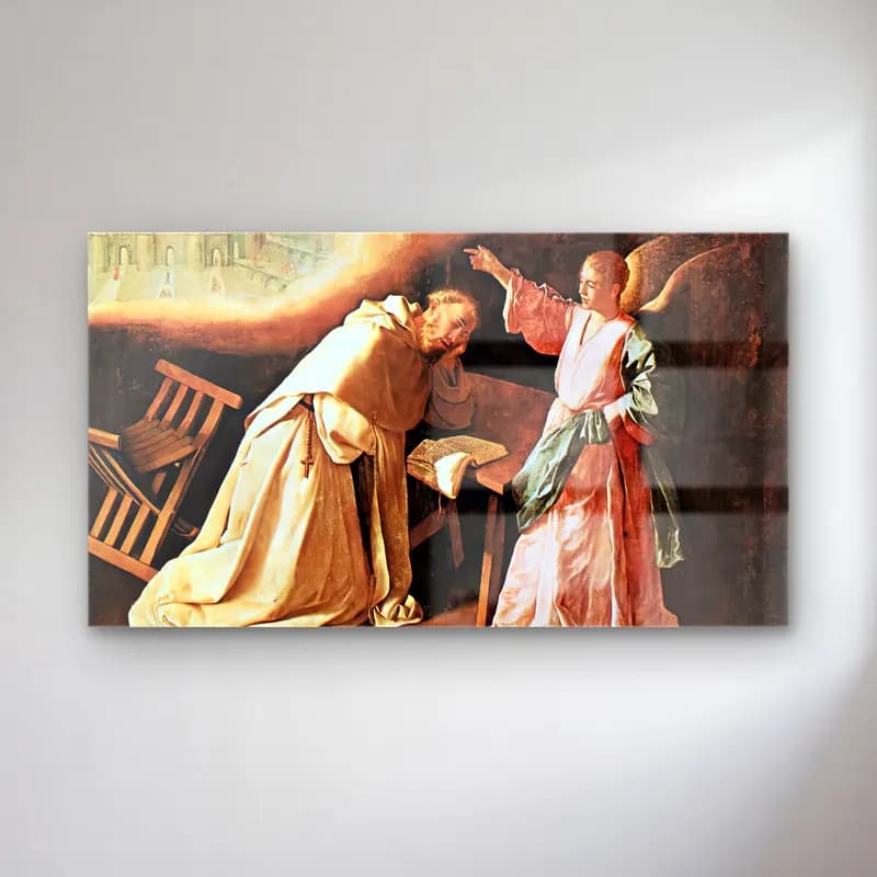 Francisco de Zurbarán – The Vision of St Peter of Nolasco cam tablo — Francisco de Zurbarán – The Vision of St Peter of Nolasco — yağlı boya dini sahne