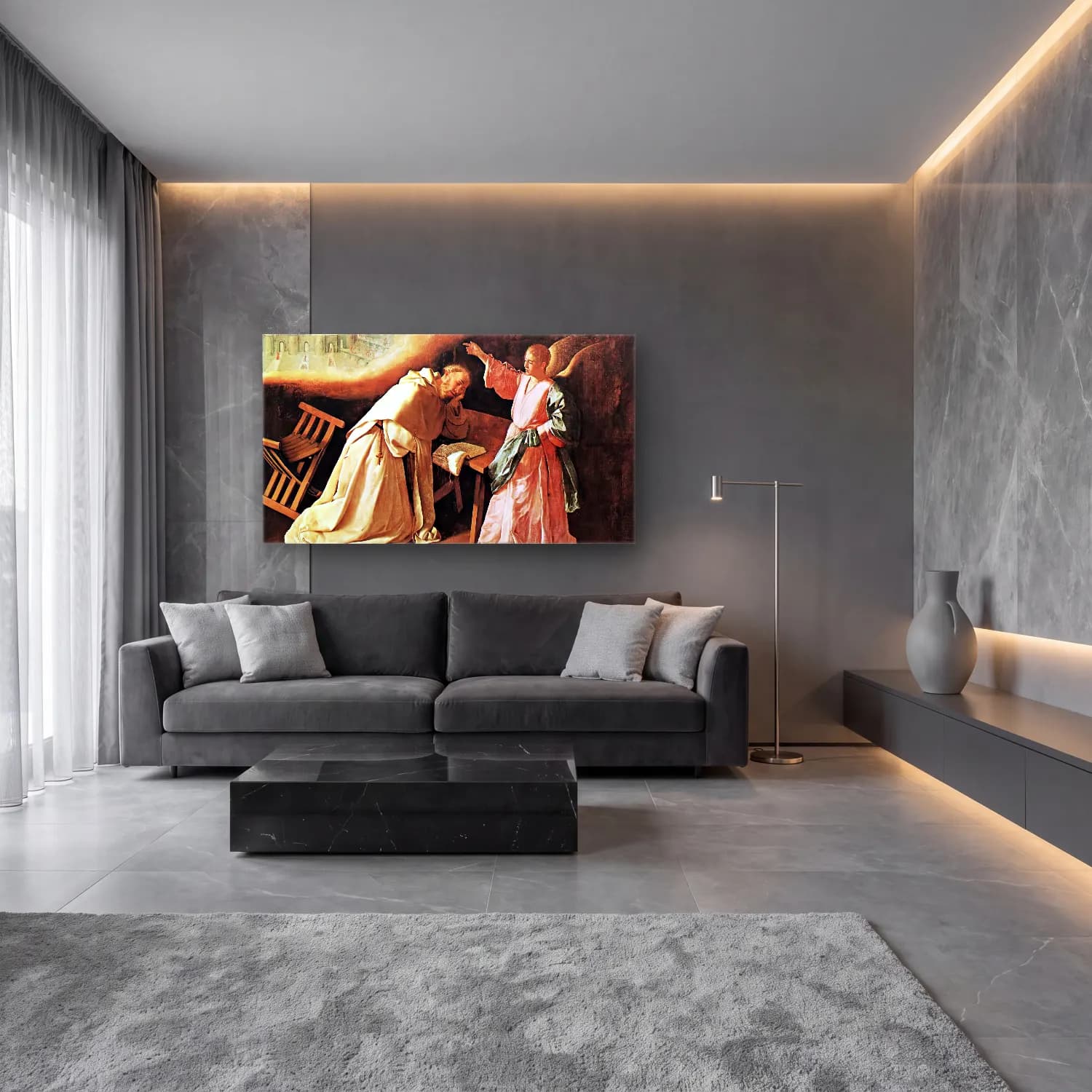 Francisco de Zurbarán – The Vision of St Peter of Nolasco cam tablo — lüks salon duvarında