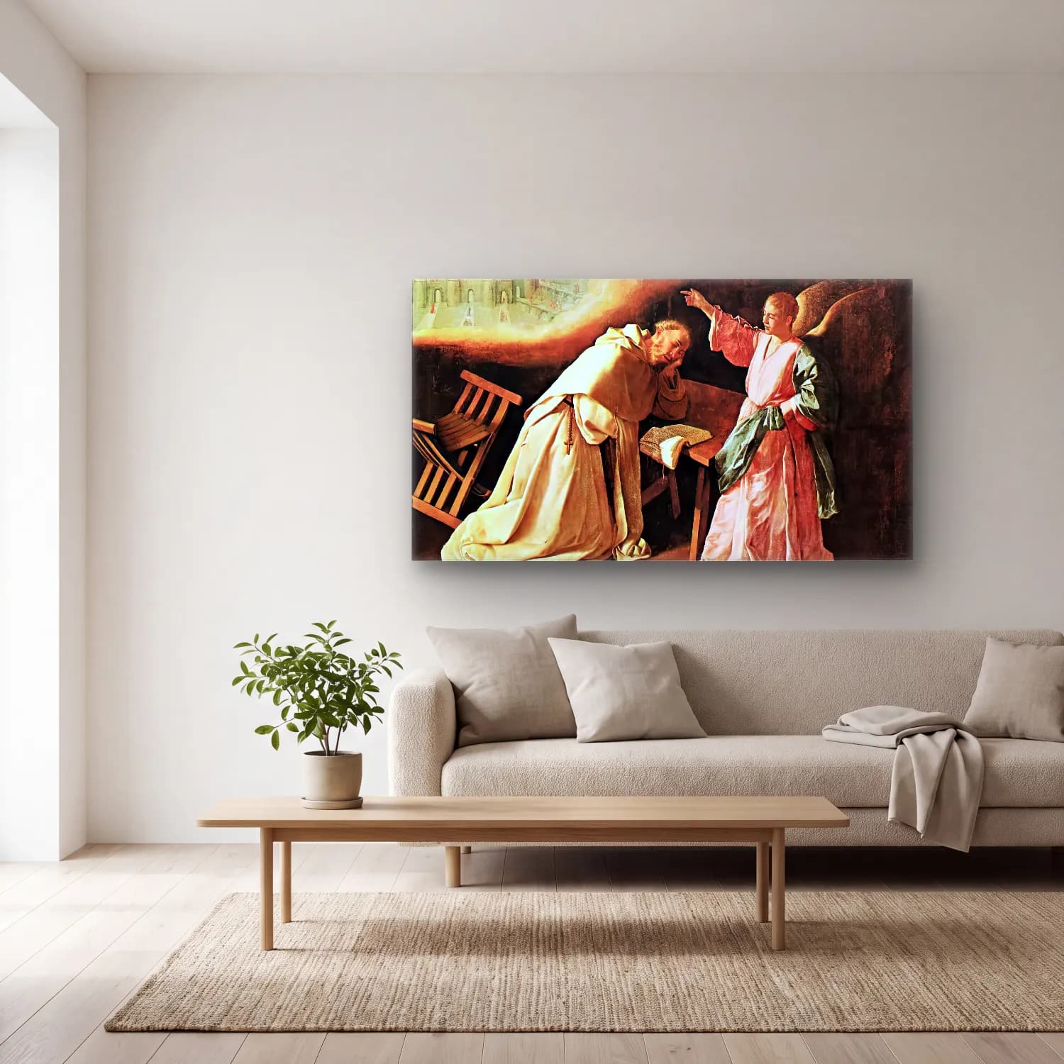 Francisco de Zurbarán – The Vision of St Peter of Nolasco cam tablo — açık renk salonda