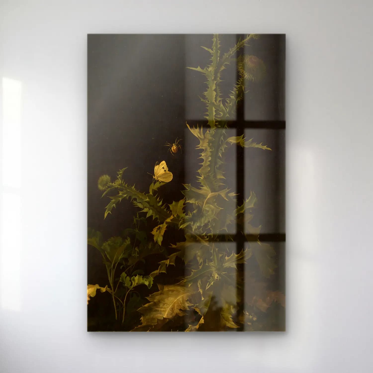 Willem van Aelst – Distel mit verschiedenen Tieren – Siyah Beyaz Tonlar cam tablo — Willem van Aelst – Distel mit verschiedenen Tieren – Siyah Beyaz Tonlar — botanik i̇llüstrasyon böcekler