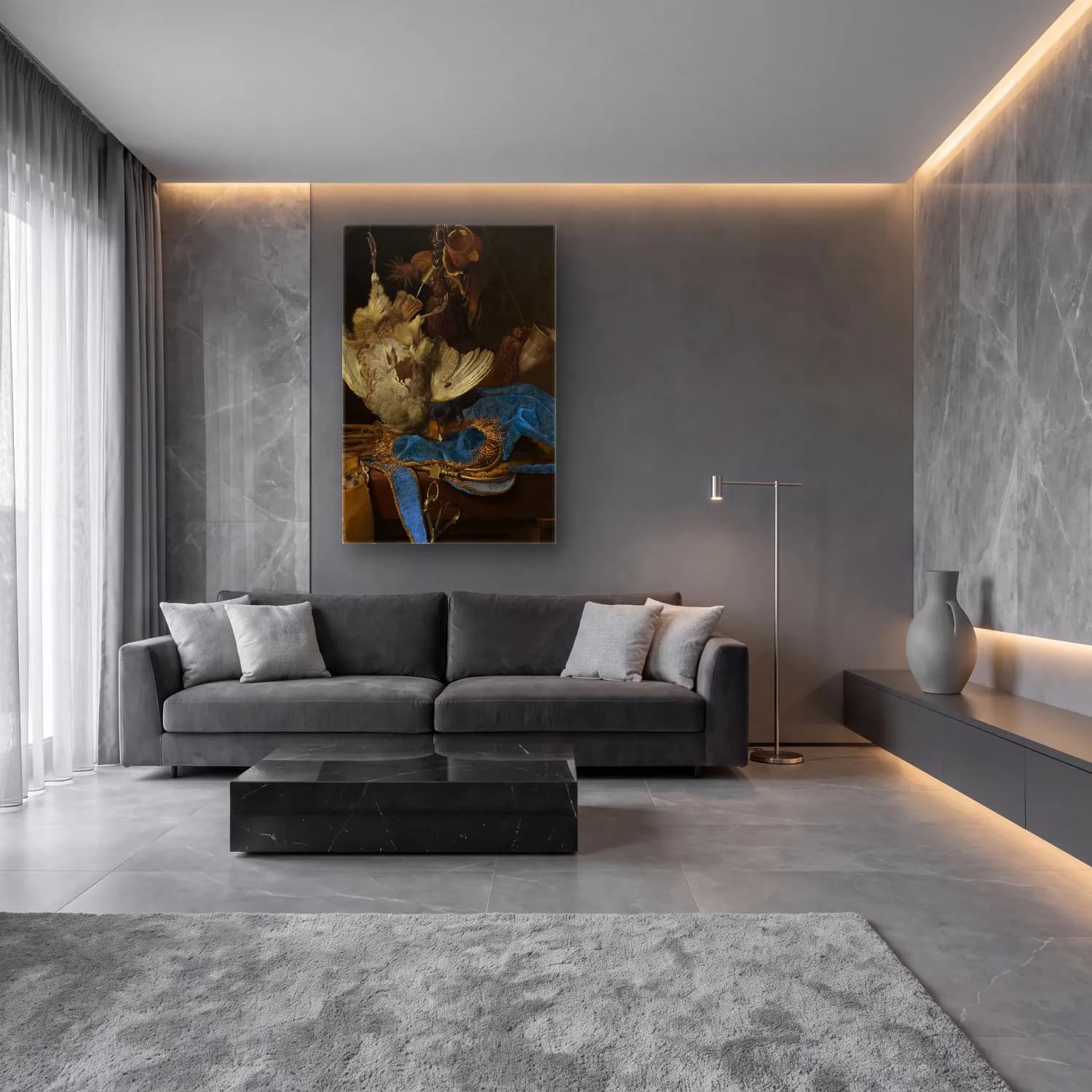 Willem van Aelst – Stillleben mit Jagdgeräten und totem Rebhuhn cam tablo — lüks salon duvarında