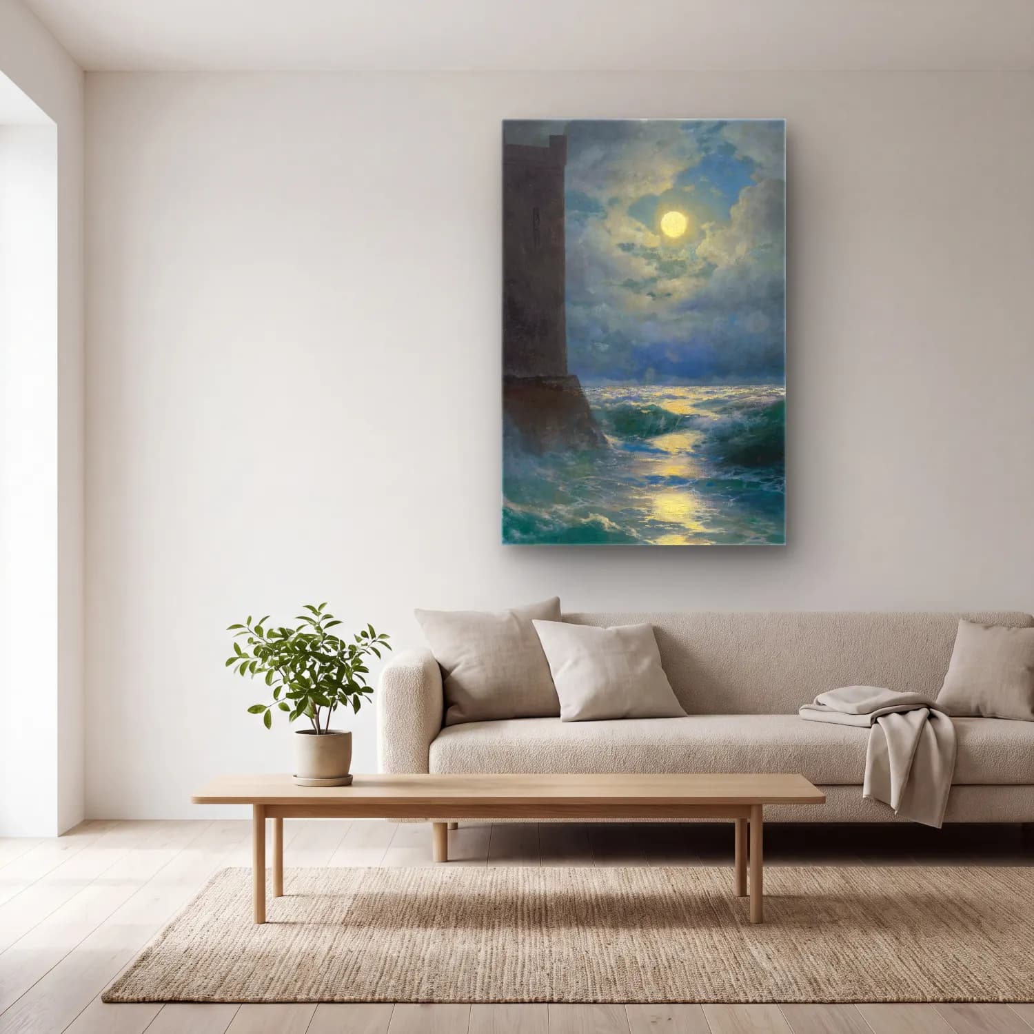 Konstantinovich Aivazovsky – Moonlight cam tablo — açık renk salonda