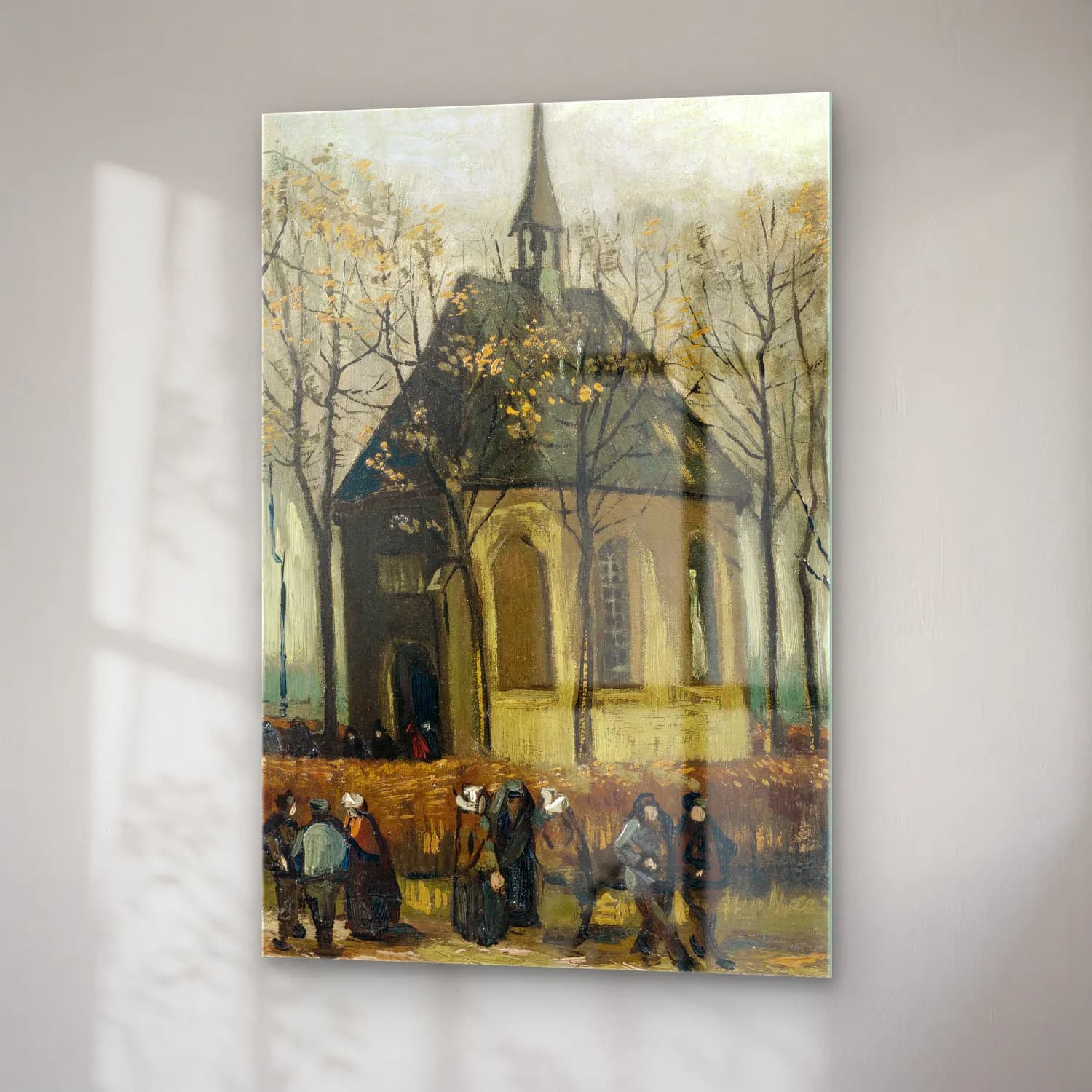 Vincent van Gogh – Congregation Leaving the Reformed Church in Nuenen cam tablo — sağ açıdan görünüm
