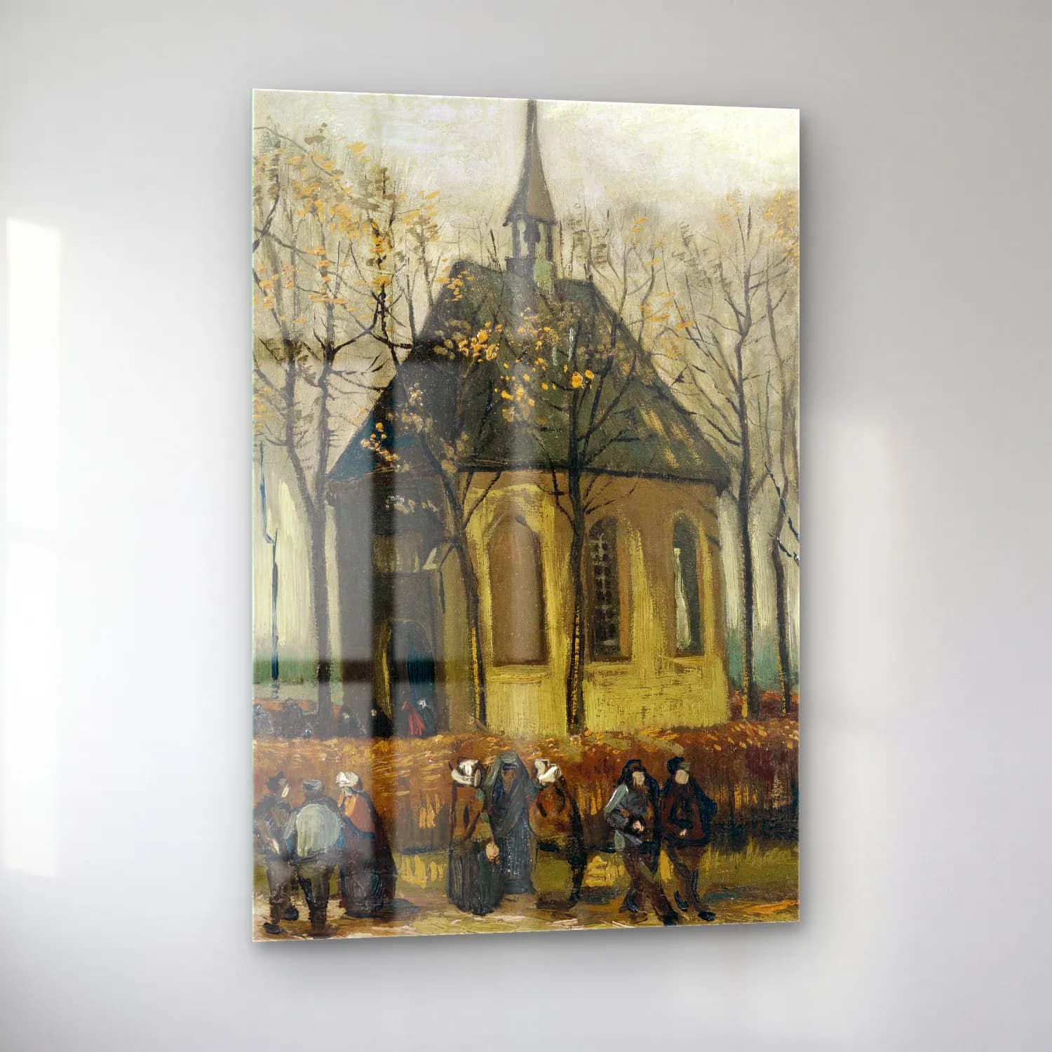 Vincent van Gogh – Congregation Leaving the Reformed Church in Nuenen cam tablo — sol açıdan görünüm