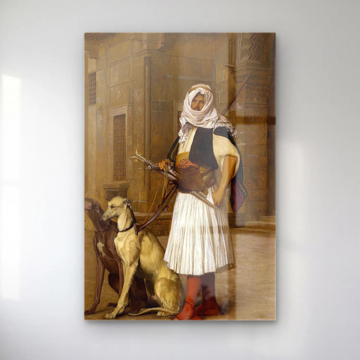 Jean-Léon Gérôme – Arnaut and two Whippets cam tablo — Jean-Léon Gérôme – Arnaut and two Whippets — yağlı boya şövalye