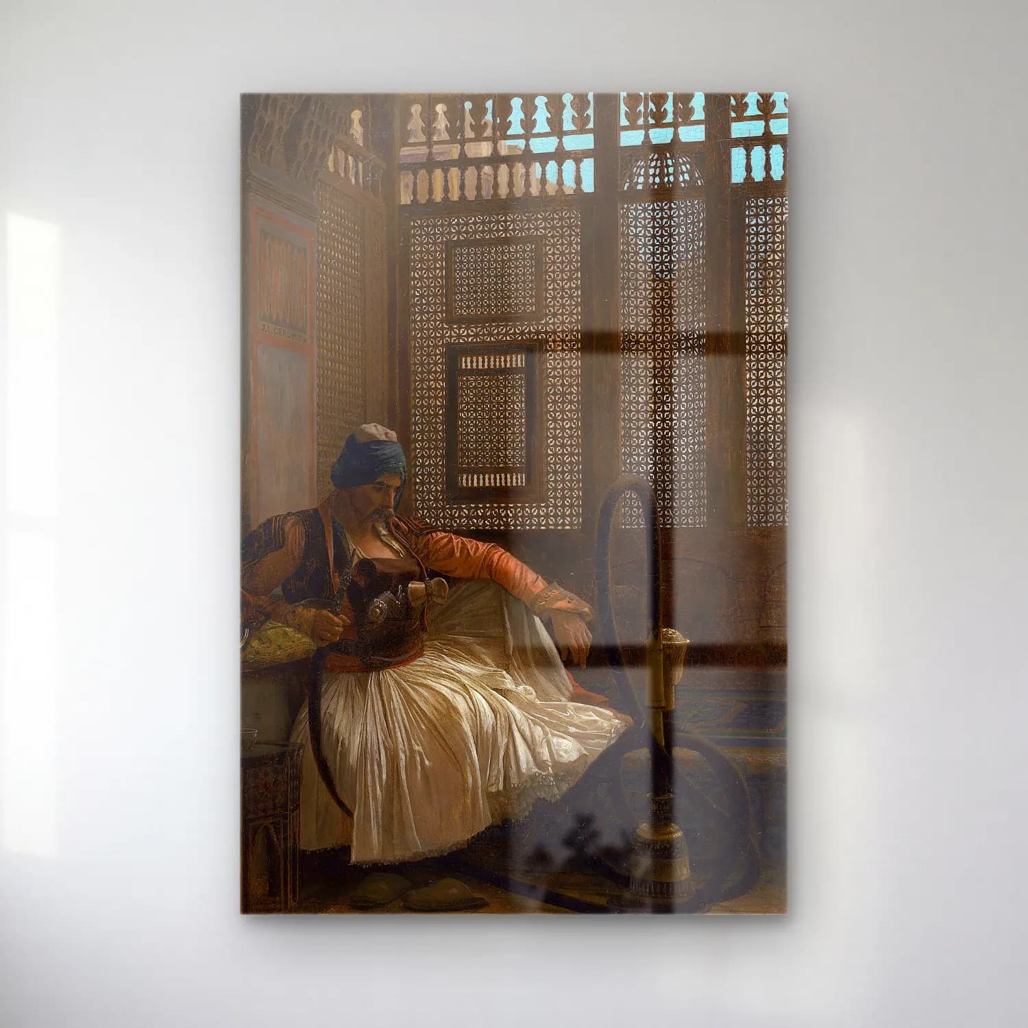 Jean-Léon Gérôme – Arnaut fumant cam tablo — Jean-Léon Gérôme – Arnaut fumant — yağlı boya kitap okuyan kadın