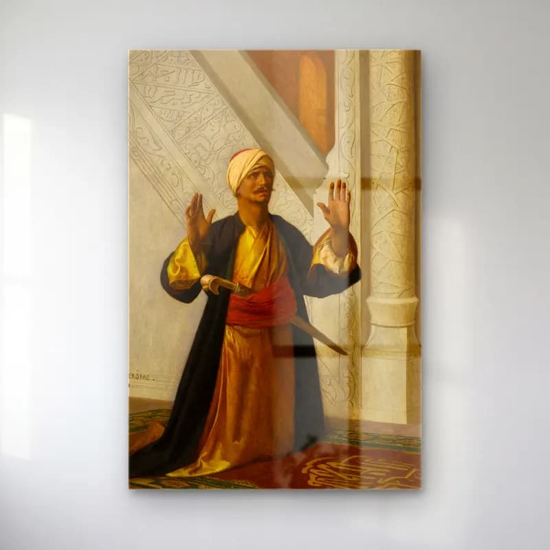 Jean-Léon Gérôme – At Prayer cam tablo — Jean-Léon Gérôme – At Prayer — yağlı boya erkek portresi
