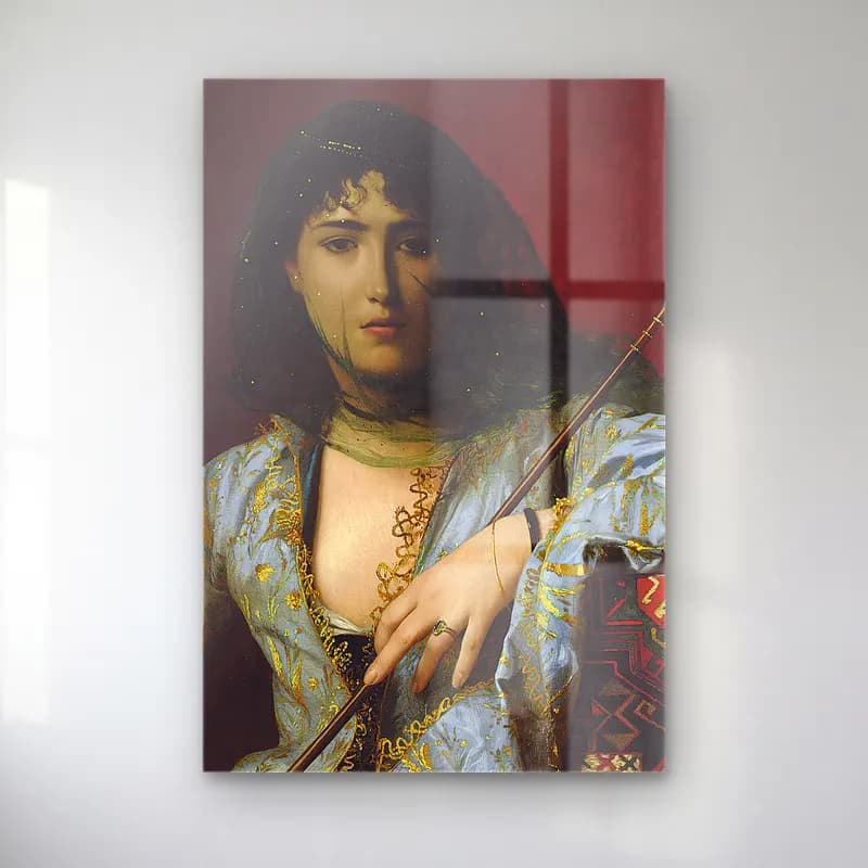 Jean-Léon Gérôme – Markos Botsaris cam tablo — Jean-Léon Gérôme – Markos Botsaris — yağlı boya kadın portresi