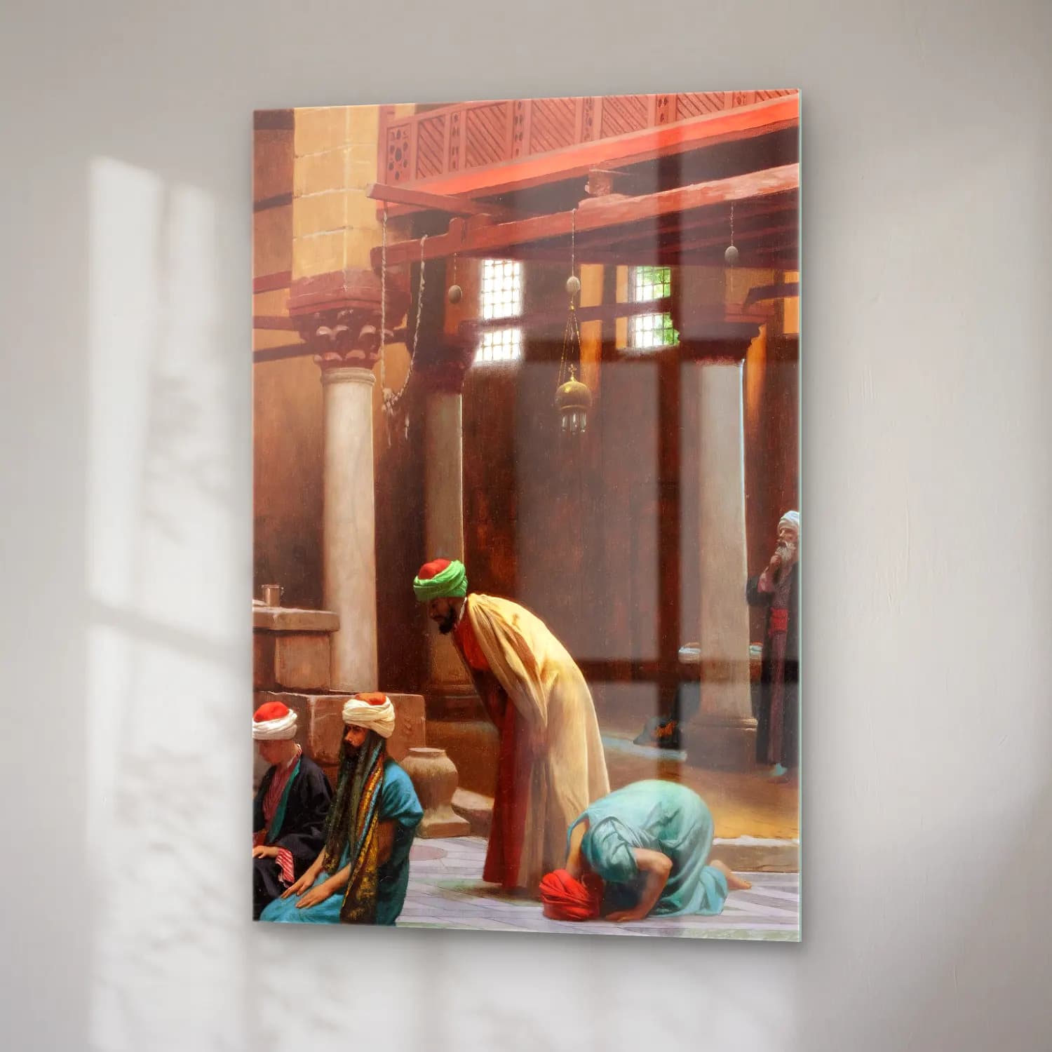 Jean-Léon Gérôme – Prayers In The Mosque cam tablo — sağ açıdan görünüm
