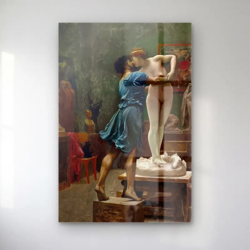 Jean-Léon Gérôme – Pygmalion et Galatée, esquisse à l’huile cam tablo — Jean-Léon Gérôme – Pygmalion et Galatée, esquisse à l’huile — yağlı boya figür çalışması