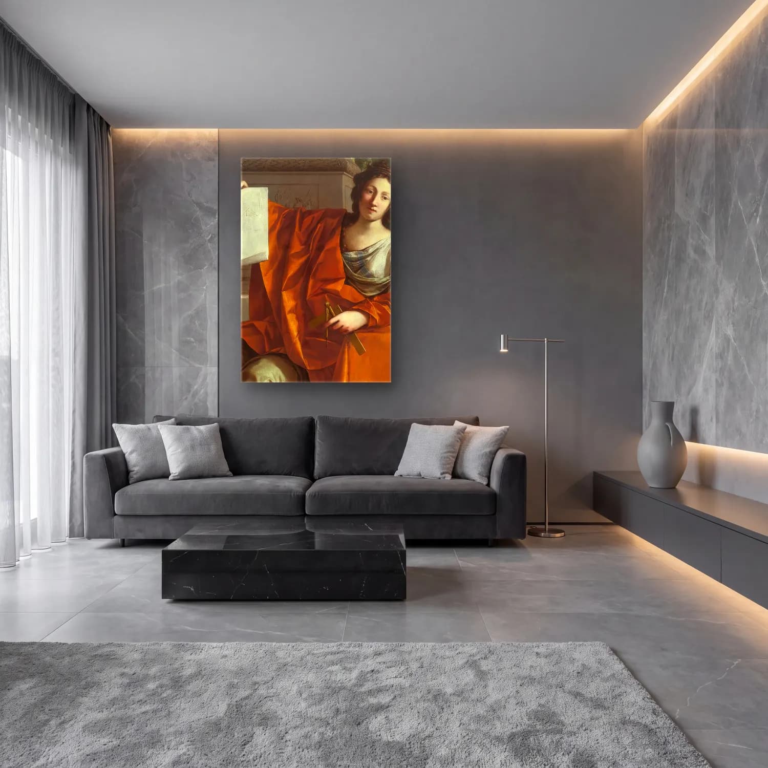 Laurent de la Hyre – Allegory Of Geometry cam tablo — lüks salon duvarında