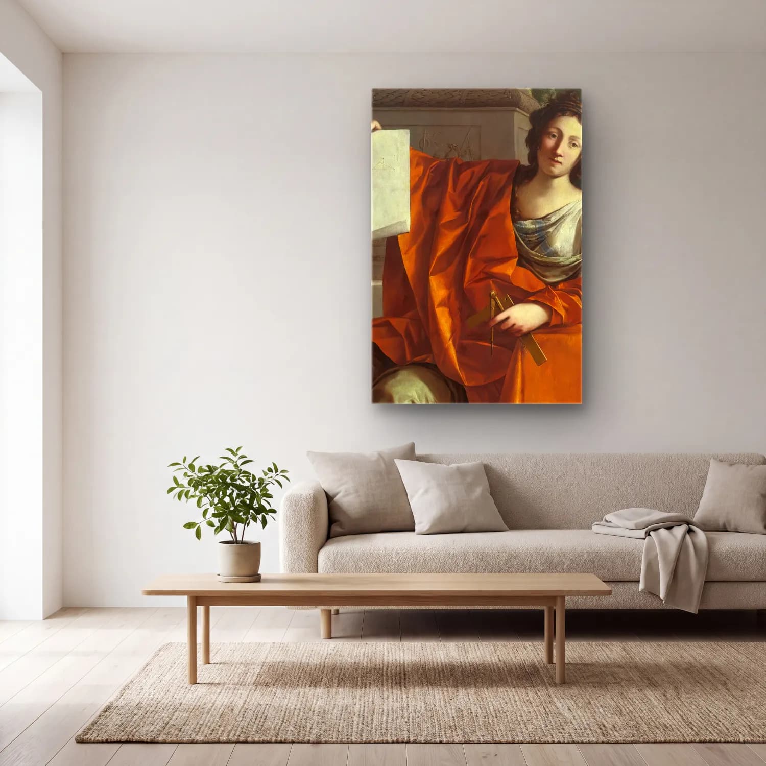 Laurent de la Hyre – Allegory Of Geometry cam tablo — açık renk salonda