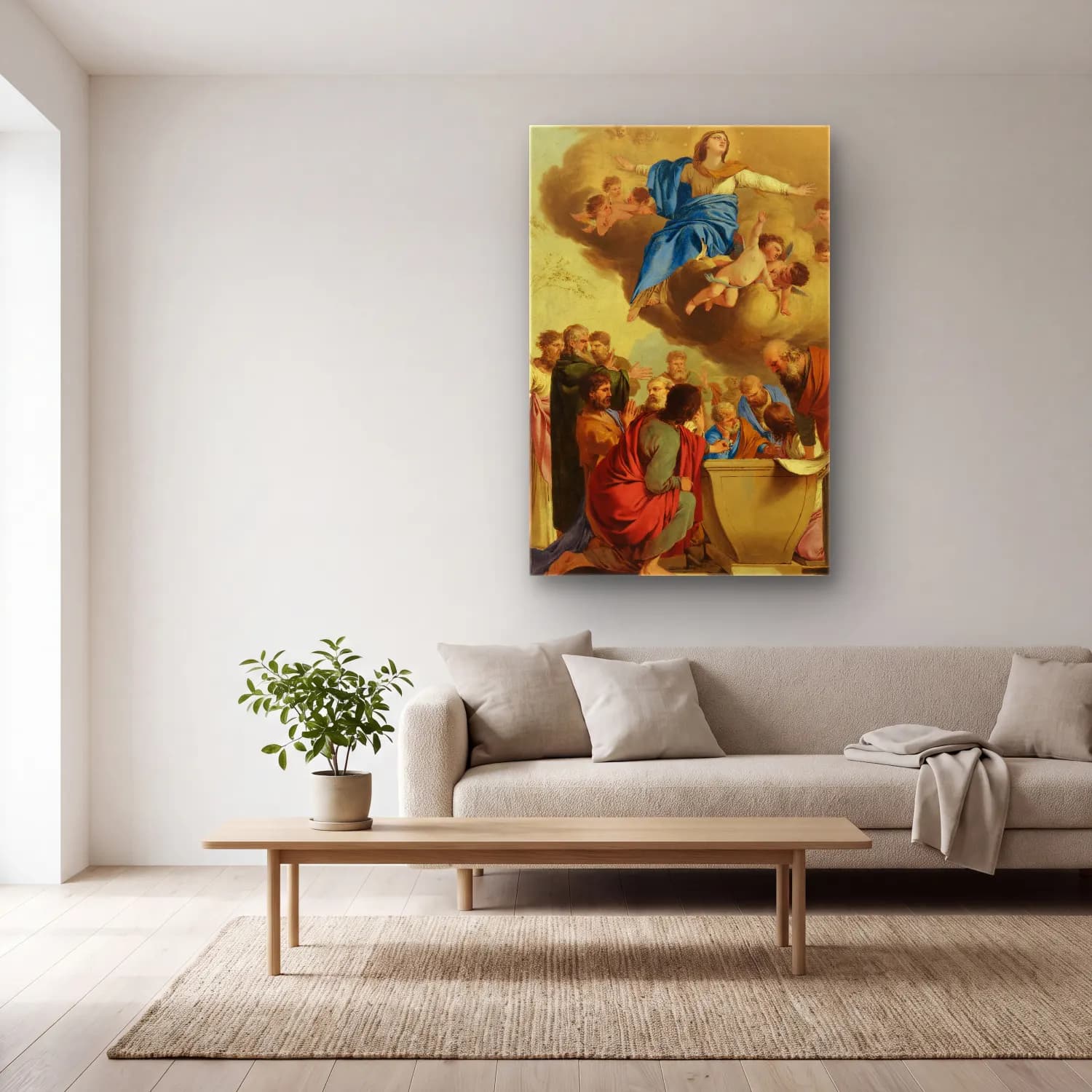 Laurent de la Hyre – The Assumption (circa 1653) cam tablo — açık renk salonda