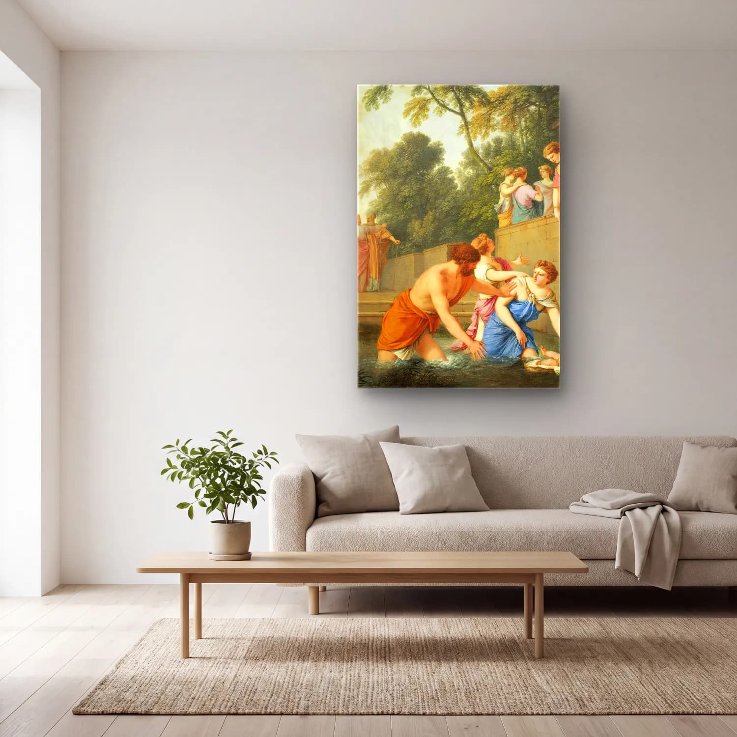 Laurent de la Hyre – The Finding of Moses (between 1647 and 1650) cam tablo — açık renk salonda