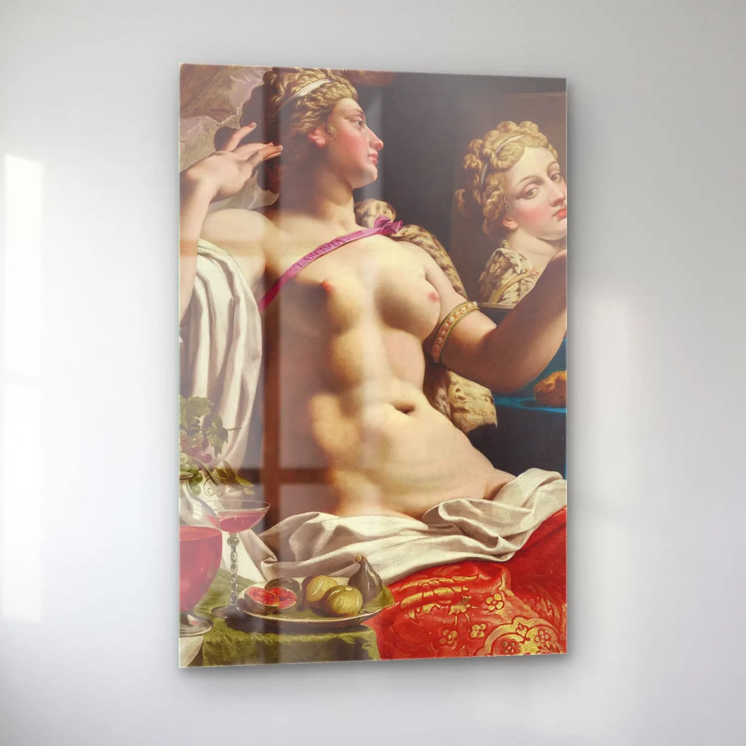 Abraham Janssens – An Allegory Of Lust (Lascivia) – Pembe Tonlar cam tablo — sol açıdan görünüm