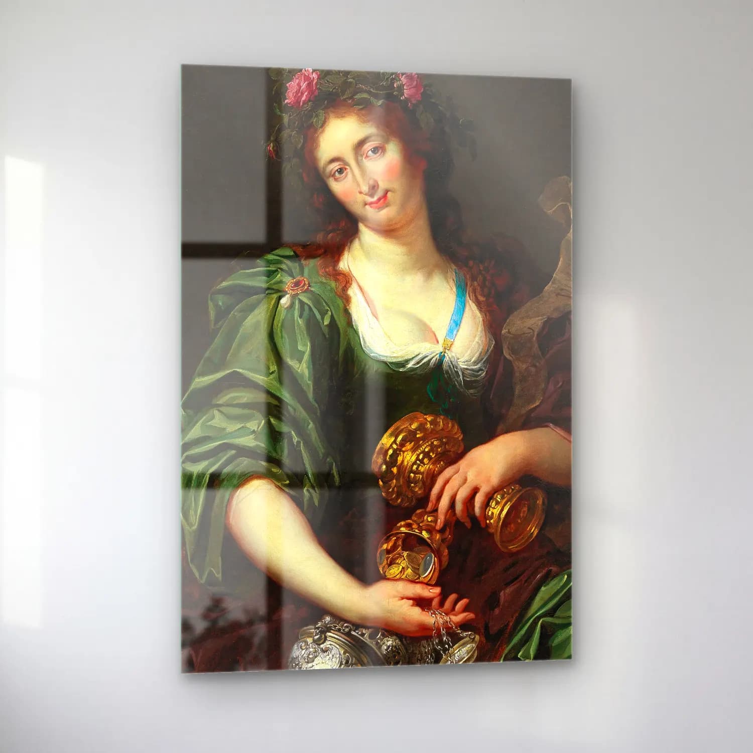 Abraham Janssens – An Allegory of Fortune – Yeşil Tonlar cam tablo — sol açıdan görünüm